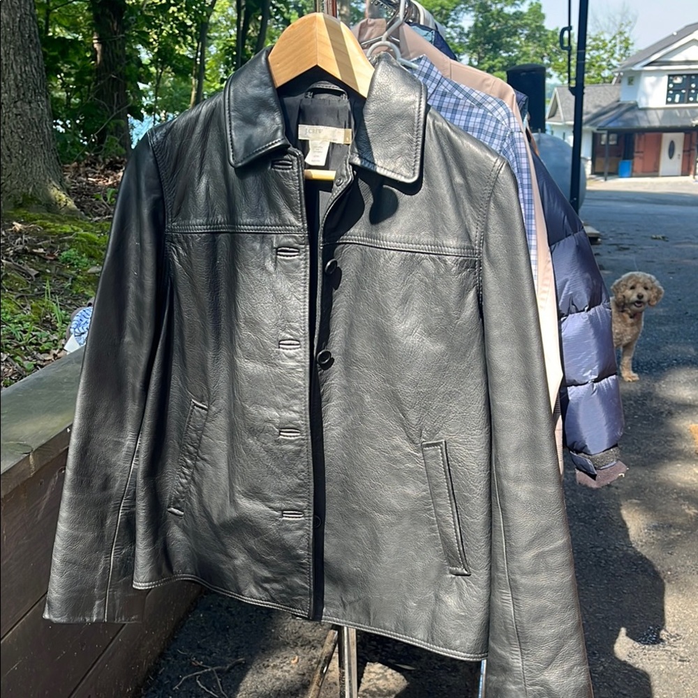 J. Crew Women’s  Black Leather Jacket sz small